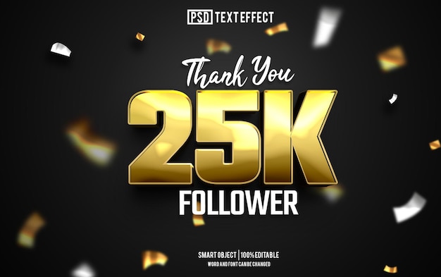 25k follower testo effetto font tipografia modificabile testo 3D