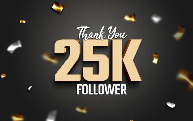 25k Follower Text-Effekt Schriftart bearbeitbare Typographie 3D-Text