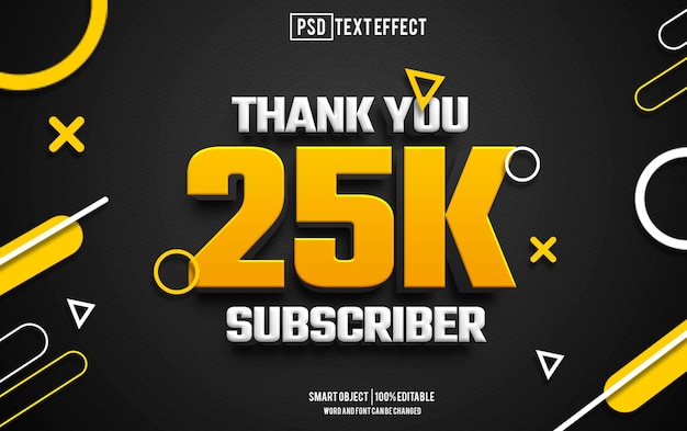 25k seguidores efecto de texto fuente editable tipografía texto 3d