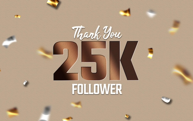 25k seguidores efeito de texto fonte editável tipografia texto 3D