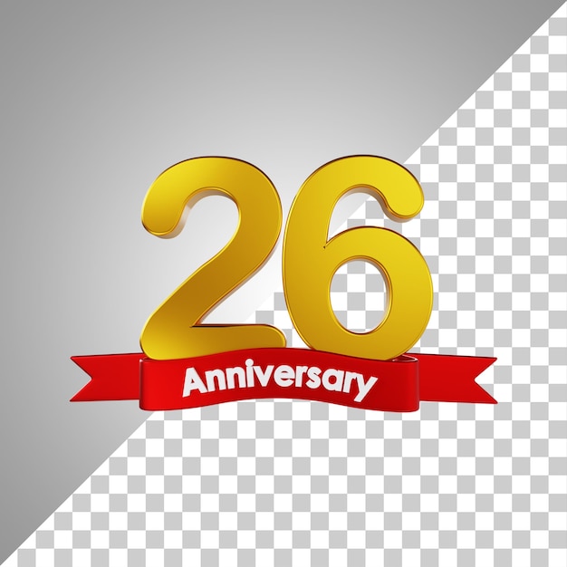 26 Jahre Happy Anniversary Nummer 3D-Rendering