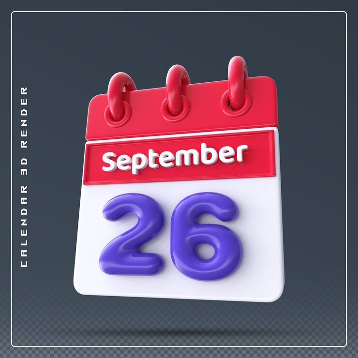PSD 26 de septiembre calendario 3d render