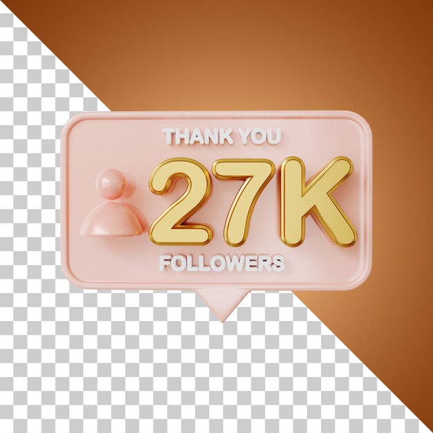 27.000 Follower Gold 3D-Rendering