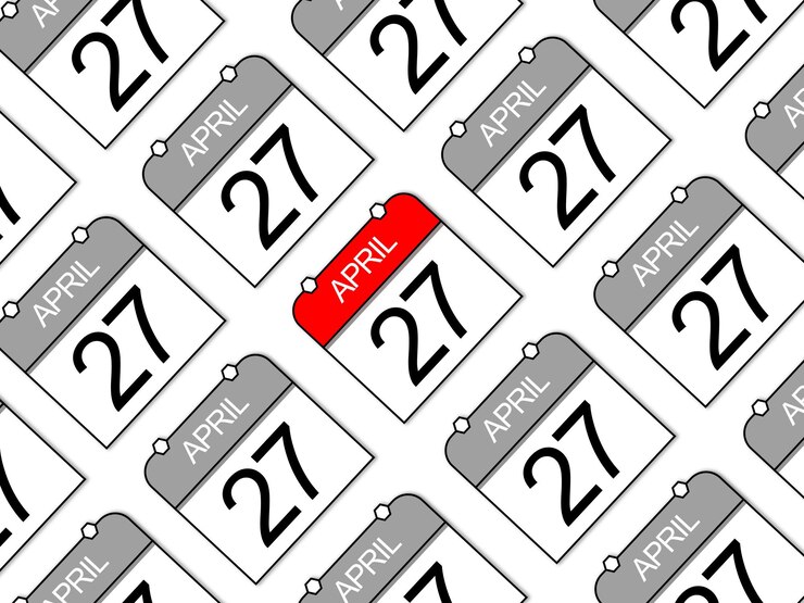 PSD 27 avril modèle des calendriers quotidiens contraste de couleurs