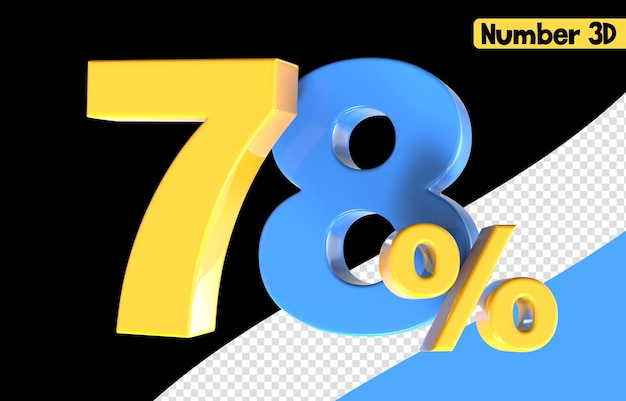 27 Numero giallo con rendering 3d blu