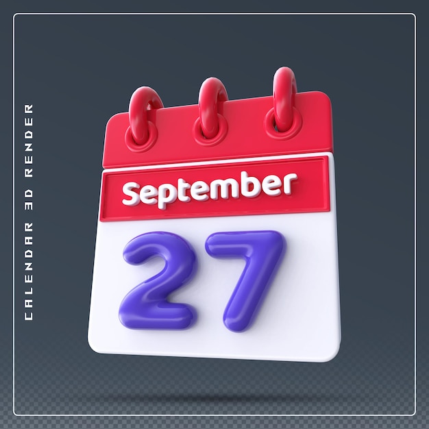 27 de septiembre calendario 3d render