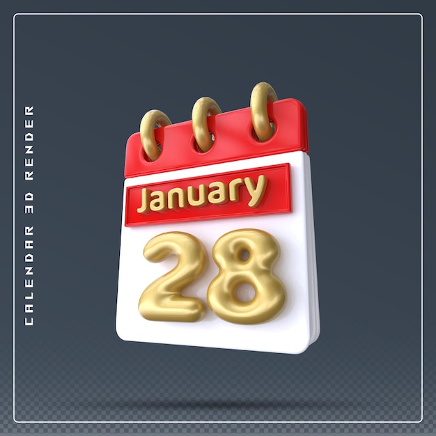 PSD 28 de janeiro icon de calendário 3d render