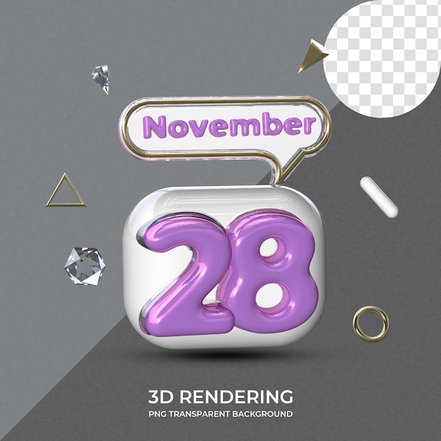 PSD 28 de novembro modelo de cartaz renderização em 3d