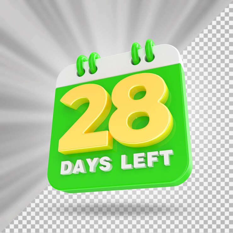 PSD 28 días restantes calendario 3d
