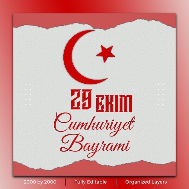 PSD 29 ekim cumhuriyet bayrami kutlu olsun día de la república turquía 29 de octubre república