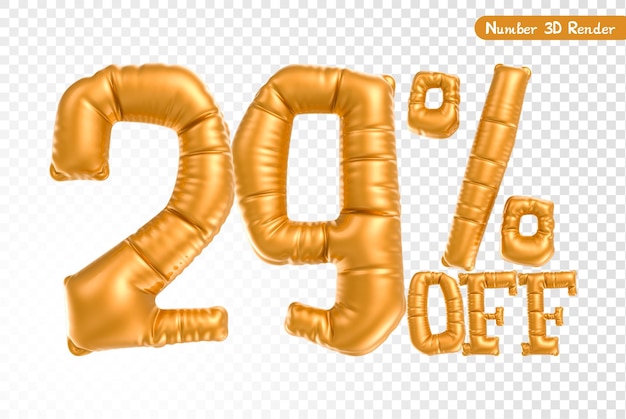 29 Off Numero Oro Rendering 3D
