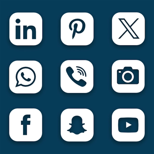PSD 2d iconos de las redes sociales logotipos paquete psd png