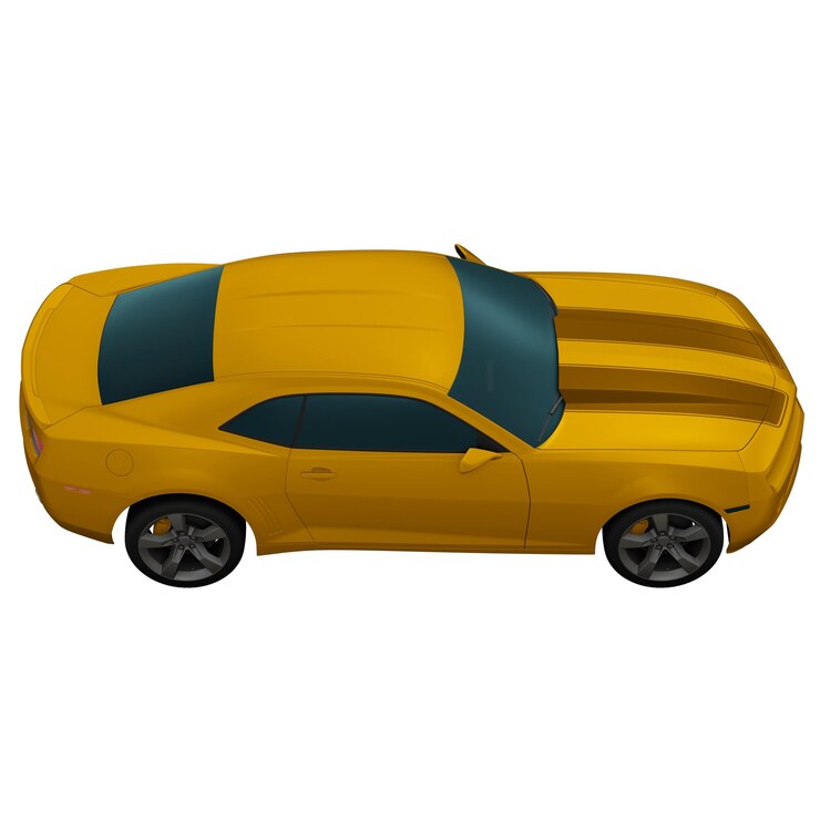 PSD 2d yellow car left up side view