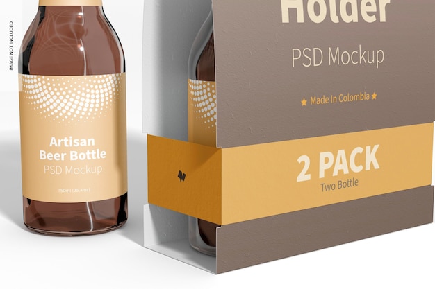 2er pack papierflaschenhalter mockup