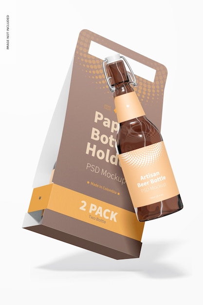 2er pack papierflaschenhalter mockup