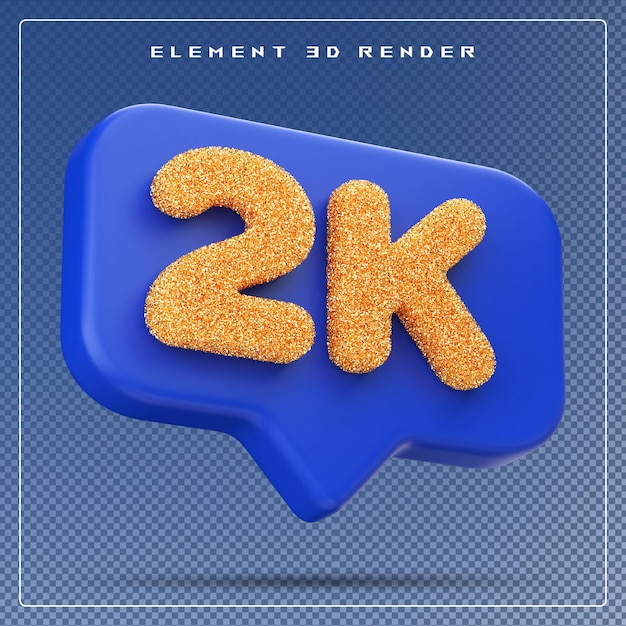 2k seguidores número rojo suscribirse icono 3d