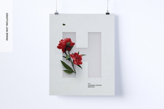 3: 4 portrait hanging poster mockup