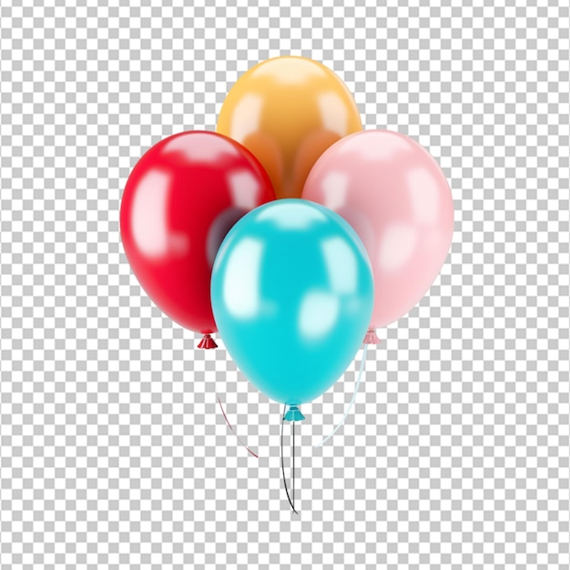 3 ballons colorés de haute qualité dégonflés sur fond blanc