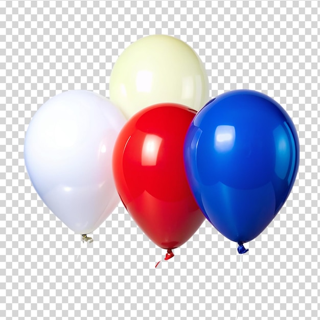 PSD 3 ballons différents un bleu un rouge un ballon blanc sur un fond transparent