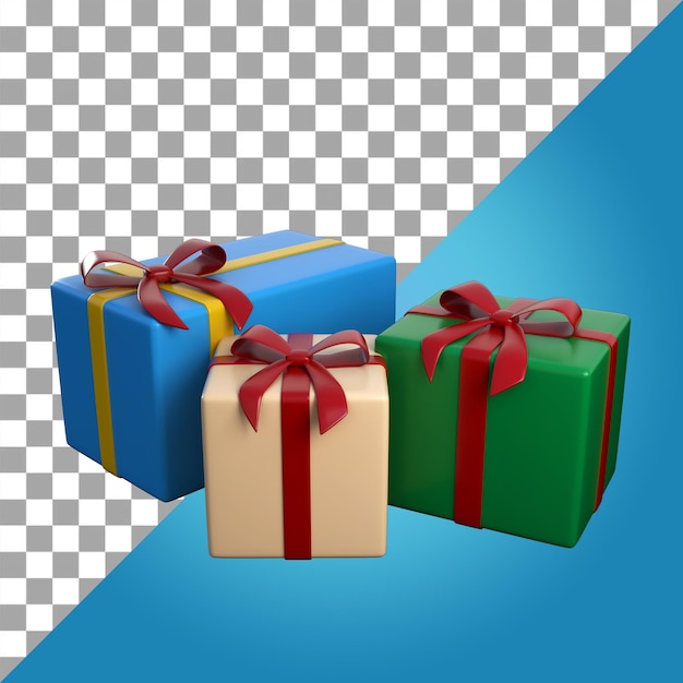 3 caixas de presente de natal ícone 3d