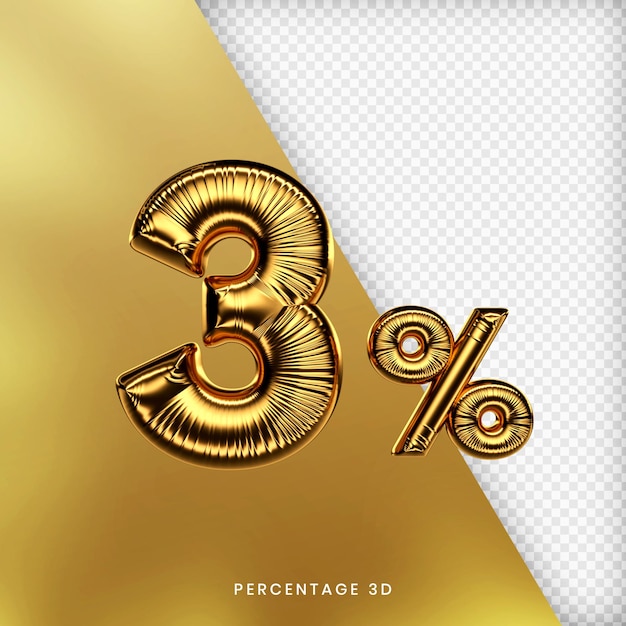 3 por ciento de oro 3D Premium PSD