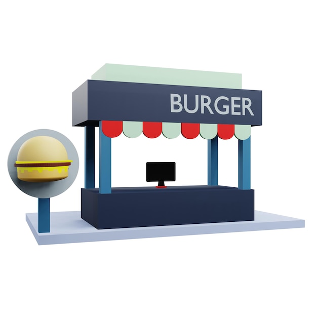 PSD 3 d abbildung eines burger-standes