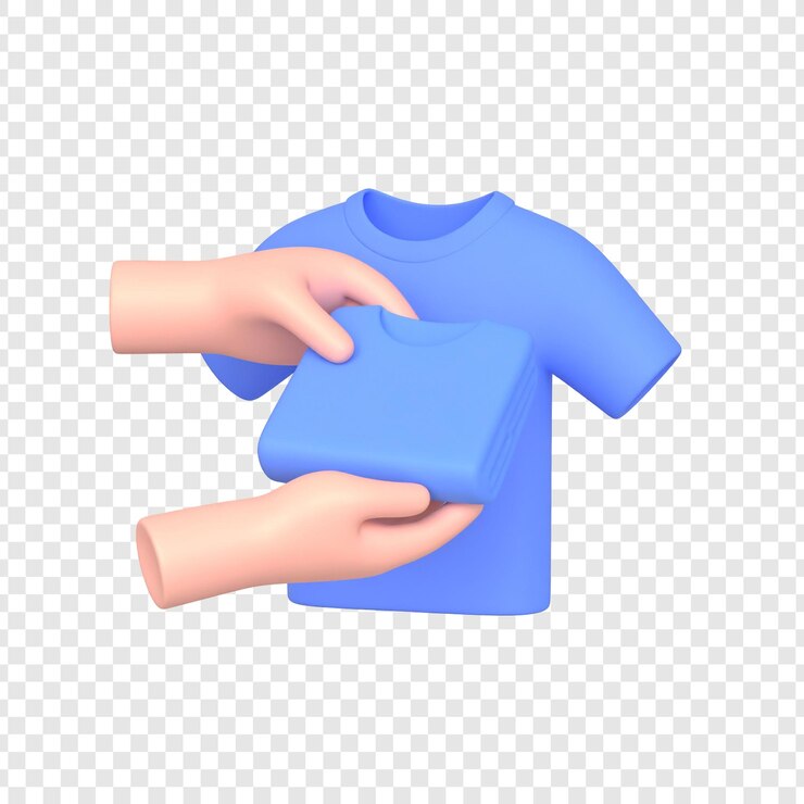 PSD 3 d camiseta azul claro rendida sostenida por las manos