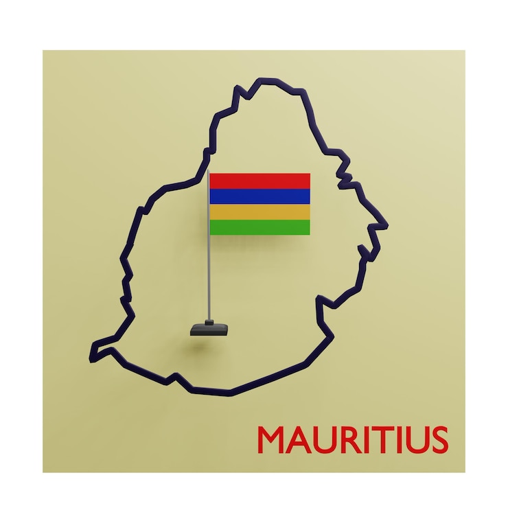 PSD 3 d darstellung des karten-symbols von mauritius