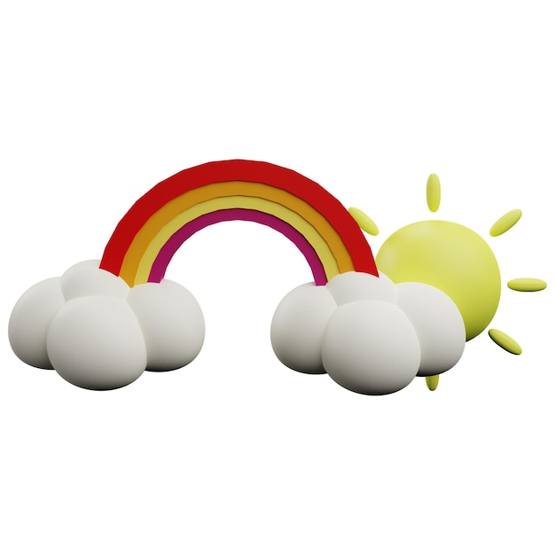 PSD 3 d illustration des sonnigen regenbogen-wetter-symbols