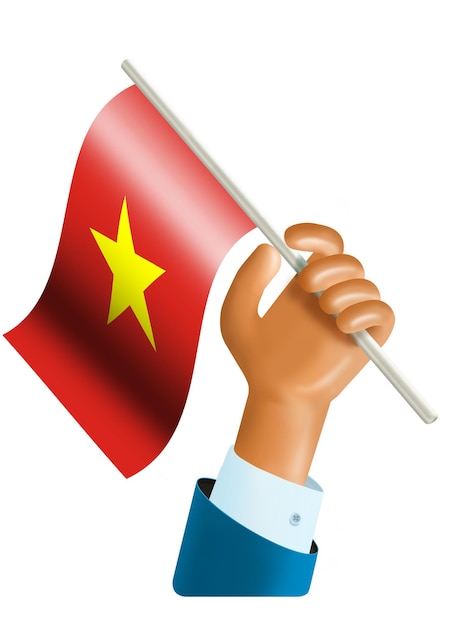 PSD 3 d illustration einer hand, die die vietnamesische flagge schwenkt vietnams unabhängigkeitstag 2. september