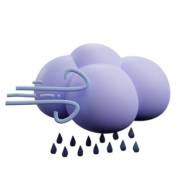 PSD 3 d-illustration eines windigen regenwetter-symbols