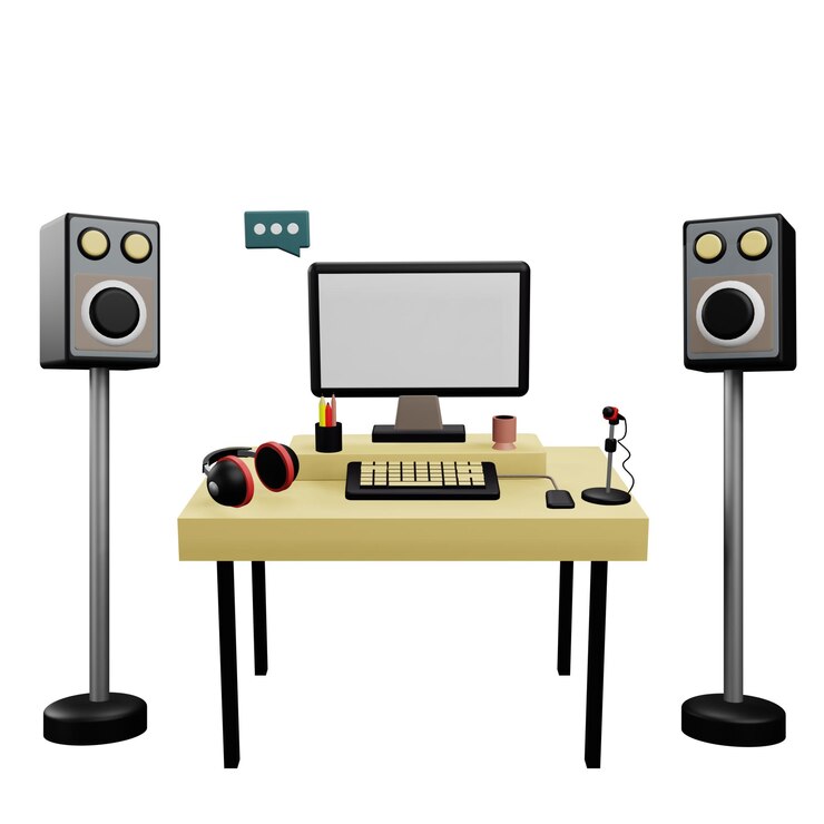 PSD 3 d illustration of editing studio with transparent background