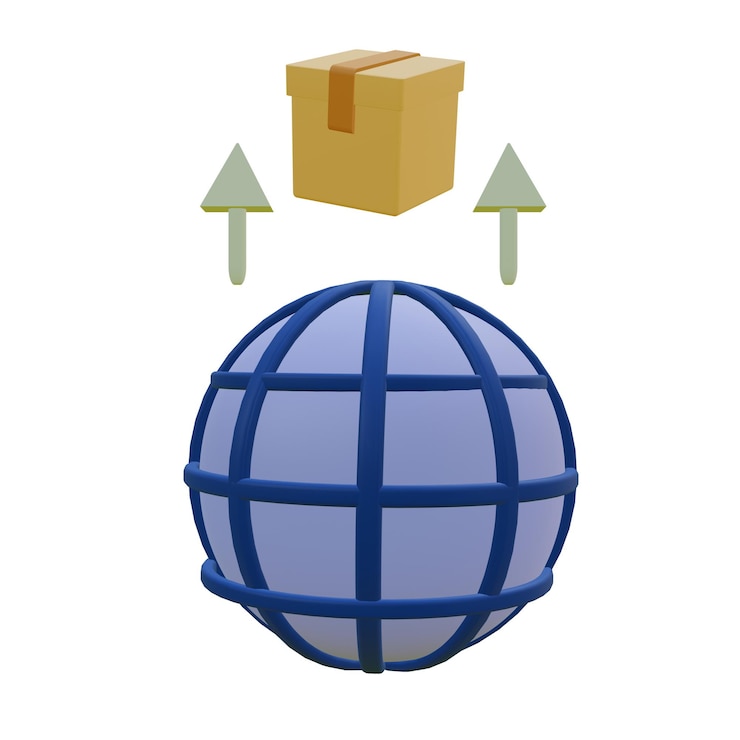 PSD 3 d illustration of export import