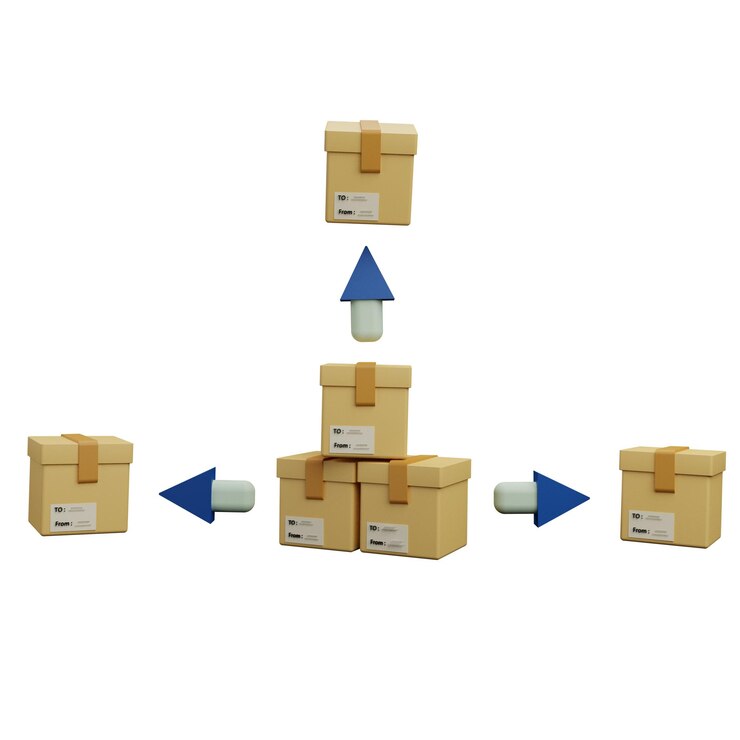 PSD 3 d illustration of package distribution icon