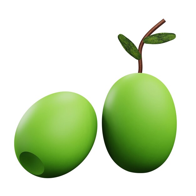 3 D Illustration Olivenfarbe mit durchsichtigem Hintergrund