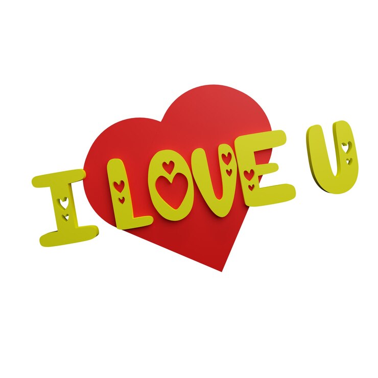 PSD 3 d ilustração de adesivos i love u