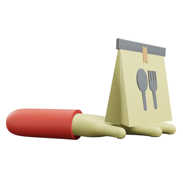 3 D ilustração de caixa de alimentos com fundo transparente