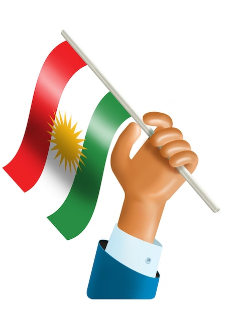 PSD 3 d ilustração de mão agitando uma bandeira do curdistão conceito de independência do curdistão 25 de setembro