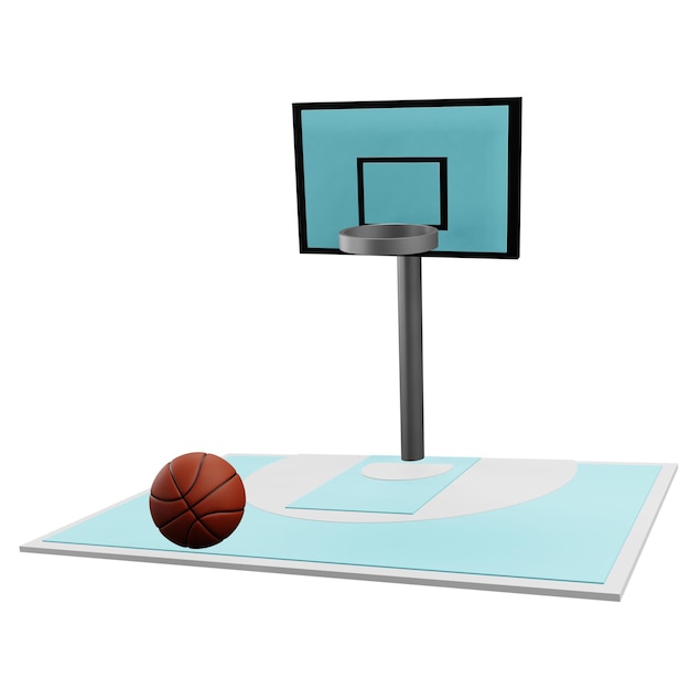 PSD 3 d ilustração de uma quadra de basquetebol 3 em 3