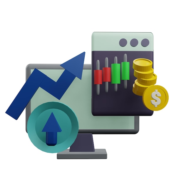 3 d ilustração do ícone de análise financeira com fundo transparente