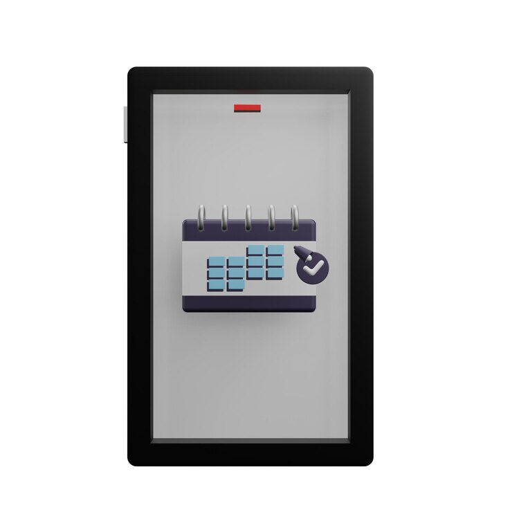 PSD 3 d ilustración del calendario del teléfono inteligente con fondo transparente
