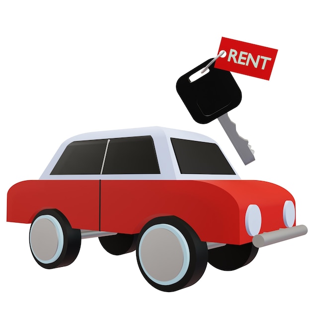 PSD 3 d ilustración del icono de alquiler de automóviles