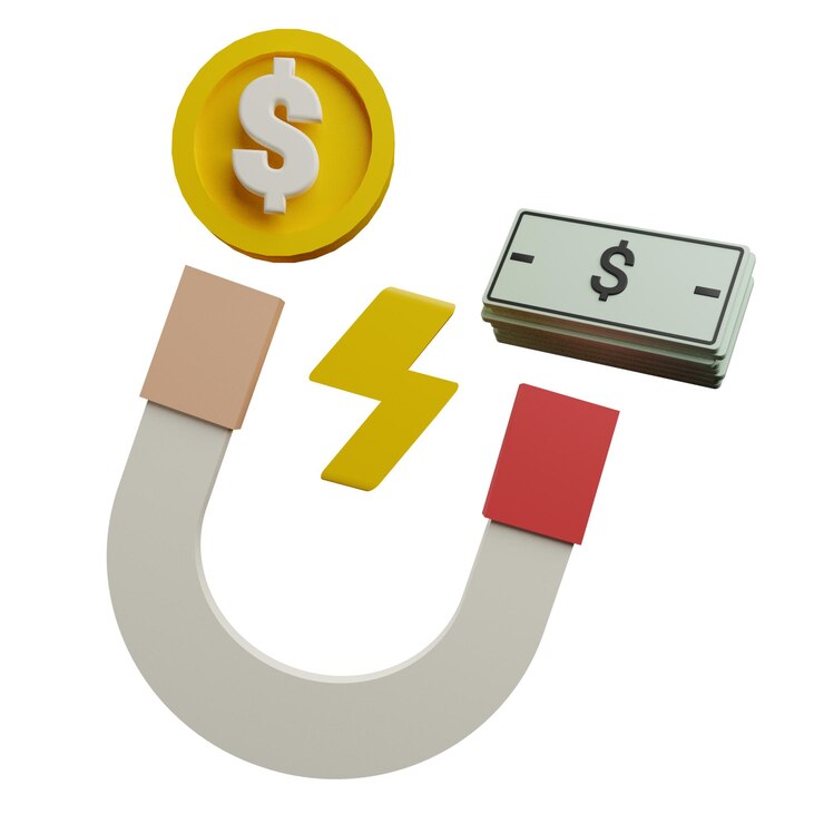 PSD 3 d ilustración del icono de atracción de dinero con fondo transparente