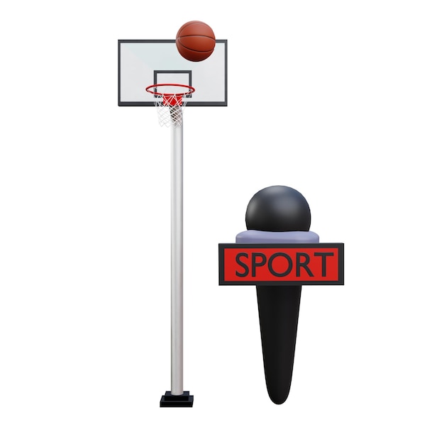 3 D Ilustración del icono del informe del partido de baloncesto
