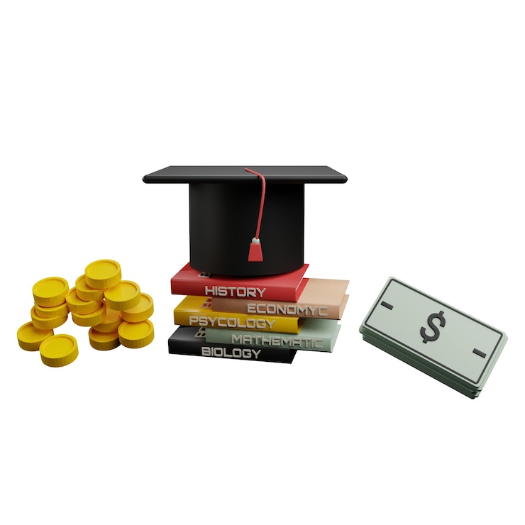 PSD 3 d ilustración del icono de inversión en educación con fondo transparente