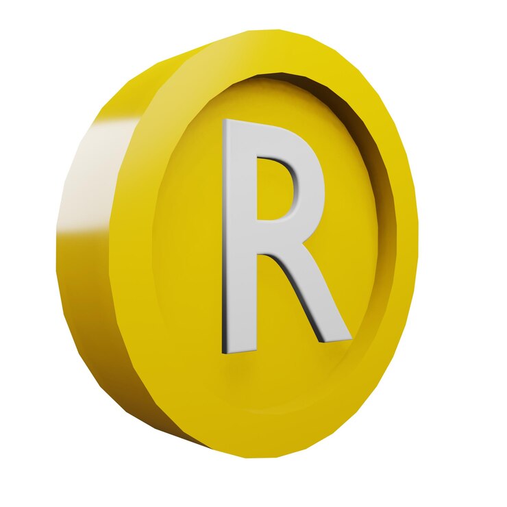 PSD 3 d ilustración del ícono de la moneda rand