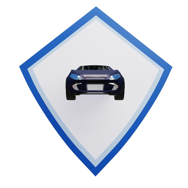 3 D Ilustración del icono del seguro de automóvil