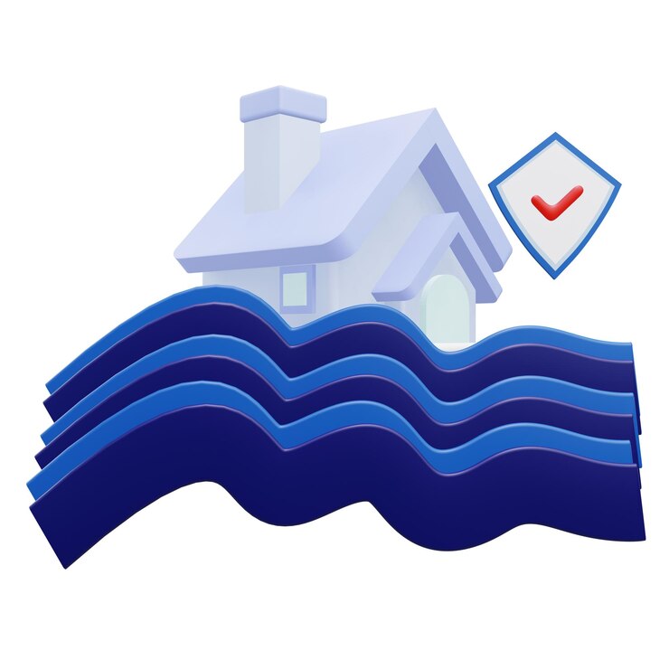 PSD 3 d ilustración del icono del seguro contra inundaciones