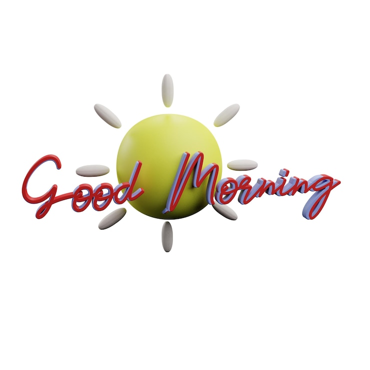 PSD 3 d ilustración de pegatinas de buenos días