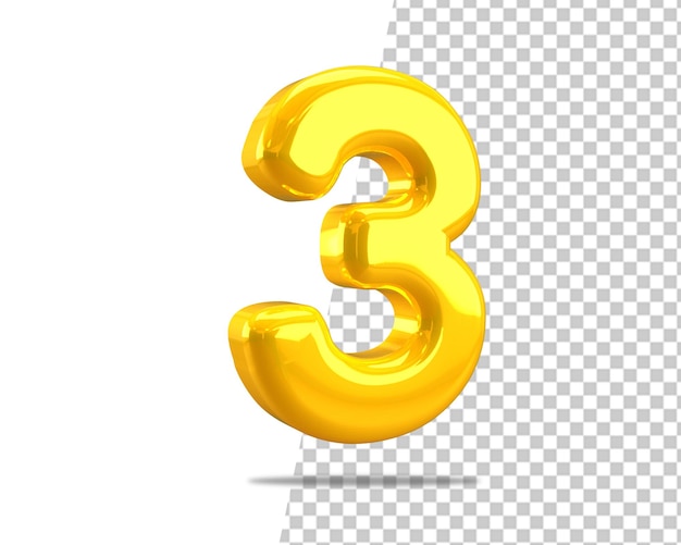 3 gold drei zahlen 3d-logo